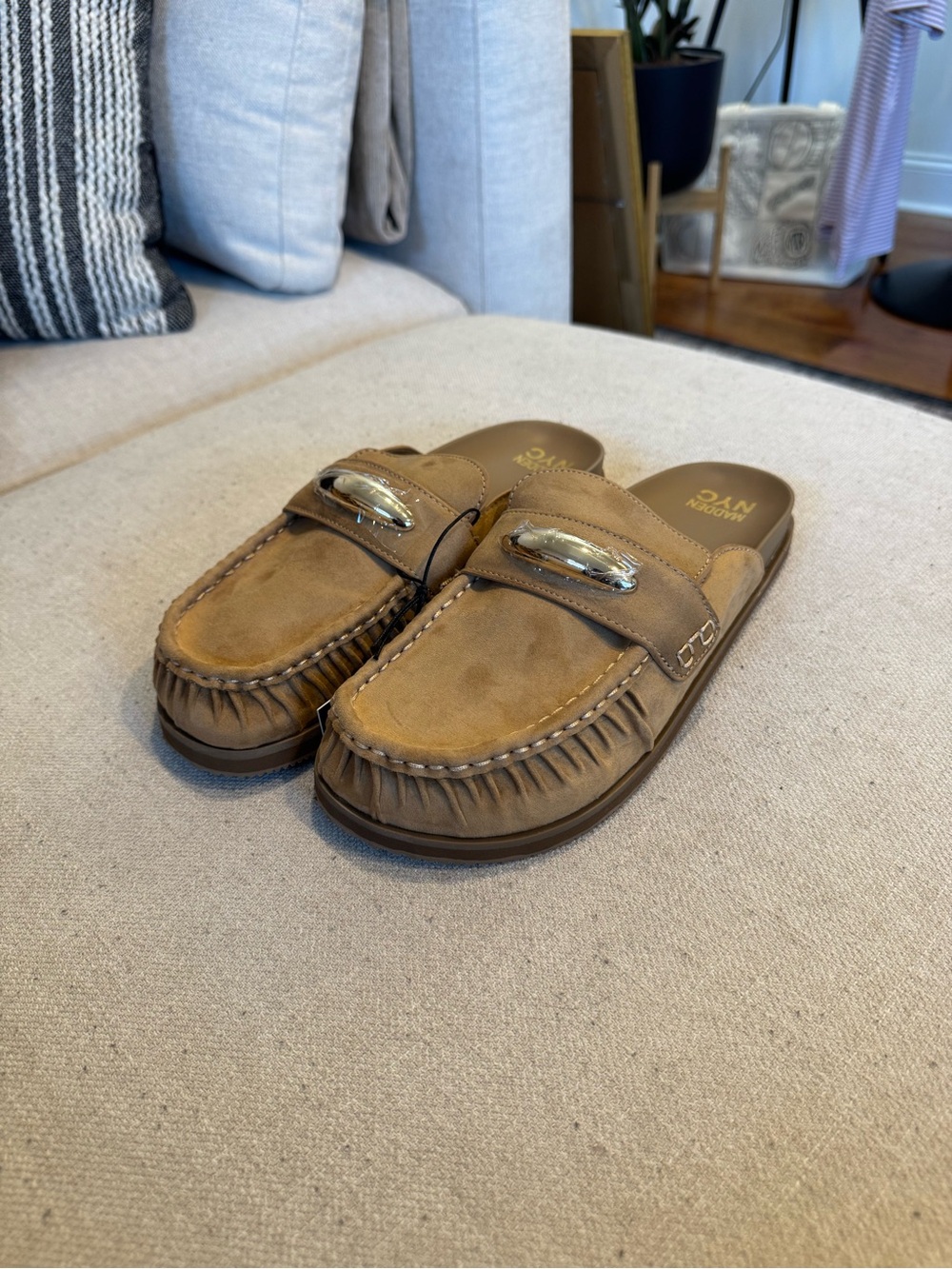Madden NYC Women's Slip On Mule, Cognac Brown Faux Suede, Sz 11, NWB